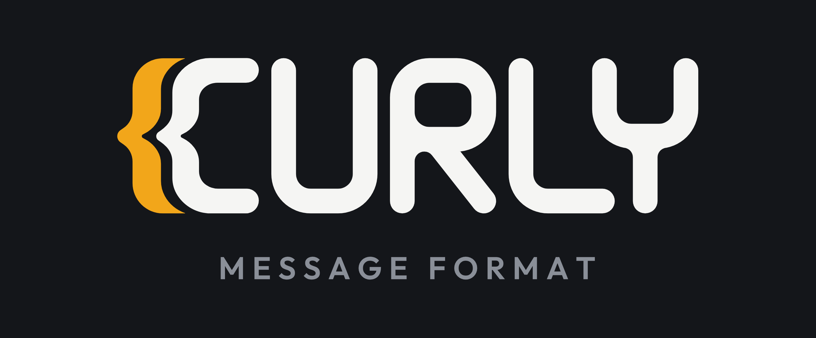 The wordmark on a dark ground, the brace in the theme colour